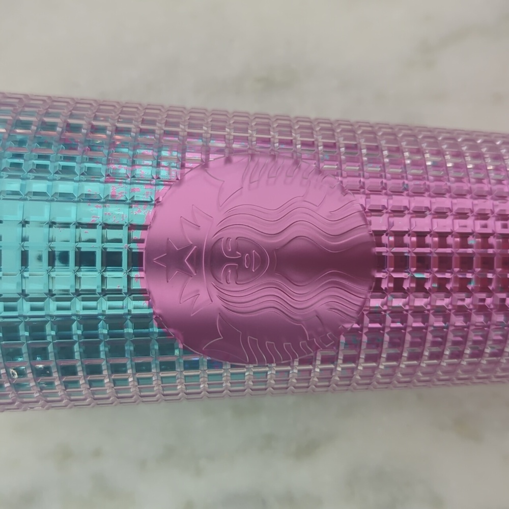 Starbucks 24oz Venti Pink Blue Ombré Grid Tumbler - Picture 5 of 5